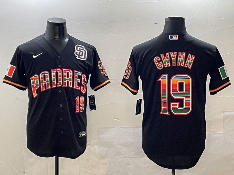 Men San Diego Padres 19 Gwynn Black Fashion Game 2025 Nike MLB Jersey style 3